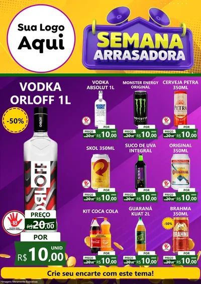 Modelo de Encarte para Encarte A4 Vertical com o tema Semana Arrasadora para Distribuidora de bebidas