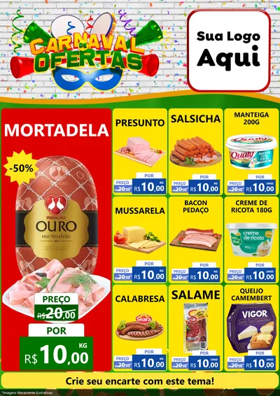 Modelo de Encarte para Encarte A4 Vertical com o tema Carnaval de Ofertas para Frios e Laticínios