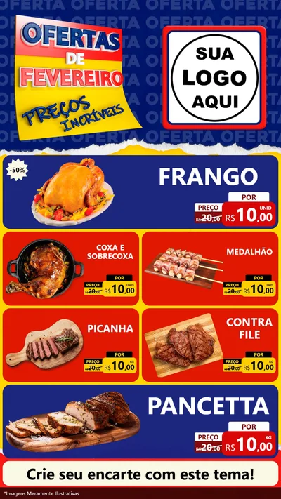 Modelo de TV para TV Vertical com o tema Ofertas de Fevereiro - Preços Incríveis para Assados