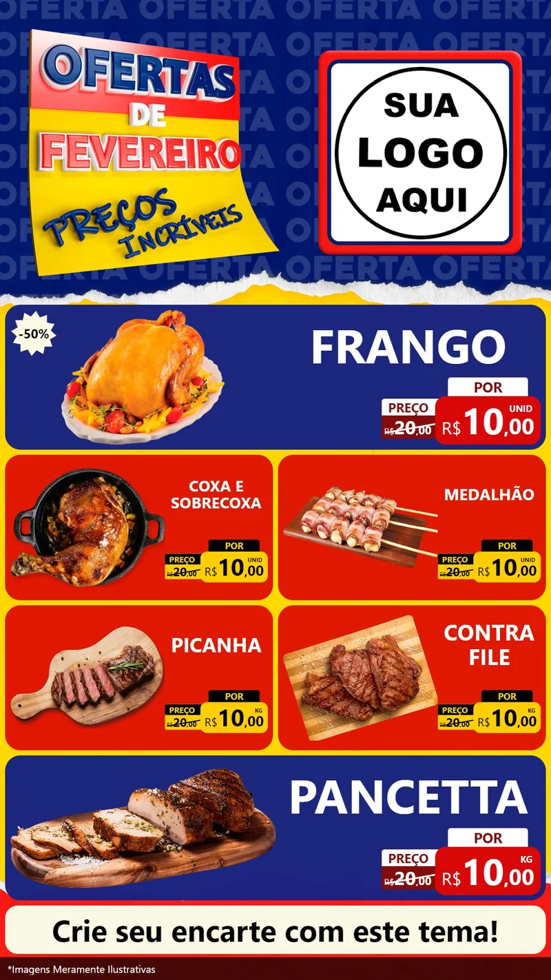 Modelo de TV para TV Vertical com o tema Ofertas de Fevereiro - Preços Incríveis para Assados