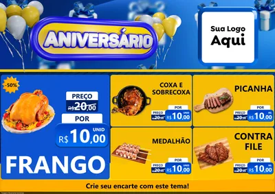 Modelo de Encarte para Encarte A4 Horizontal com o tema Aniversário para Assados