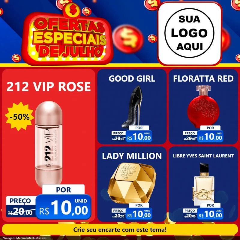 Modelo de Rede Social para Feed Facebook com o tema Ofertas Especiais de Julho para Perfumes