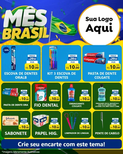 Modelo de Rede Social para Feed Instagram com o tema Mês do Brasil para Higiene Pessoal