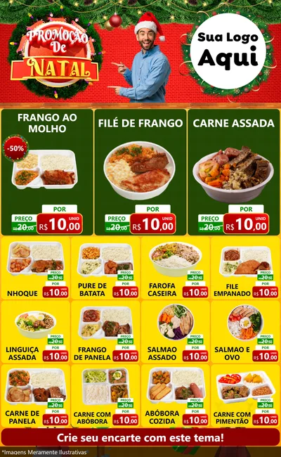 Modelo de Encarte para Encarte Grande com o tema Promoção de Natal para Restaurante