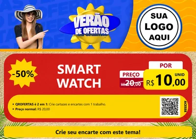 Modelo de Cartaz para Cartaz A4 Horizontal com o tema Verão de Ofertas para Informática
