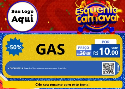 Modelo de Cartaz para Cartaz A4 Horizontal com o tema Esquenta de Carnaval para Água e gás