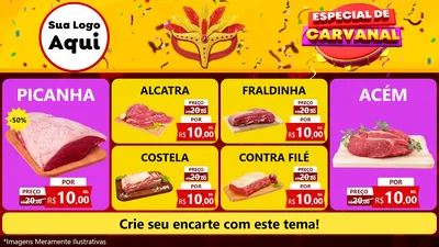 Modelo de TV para TV Horizontal com o tema Especial de Carnaval para Açougue