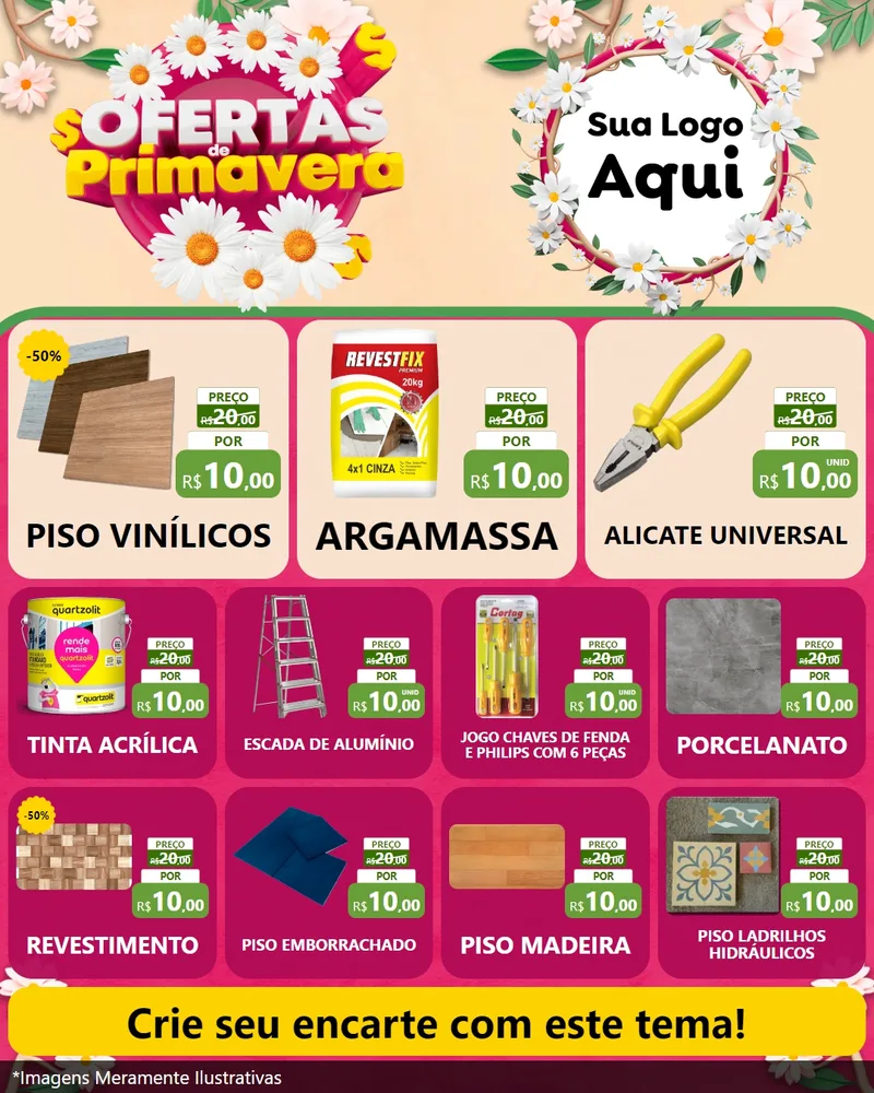 Modelo de Rede Social para Feed Instagram com o tema Ofertas de Primavera para Material para Construção