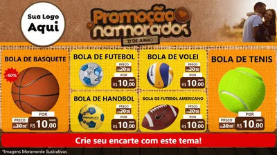 Modelo de TV para TV Horizontal com o tema Promoção Namorados para Artigos Esportivos