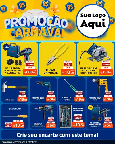 Modelo de Rede Social para Feed Instagram com o tema Promoção de Carnaval para Maquinas e Ferramentas