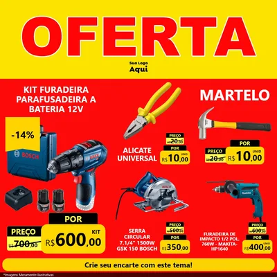 Modelo de Rede Social para Feed Facebook com o tema OFERTA - Vermelho Cartaz para Maquinas e Ferramentas