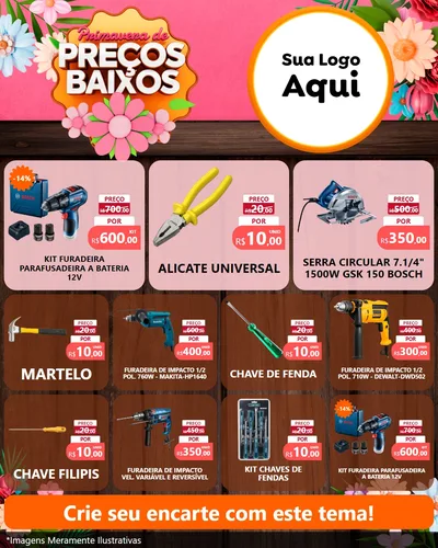 Modelo de Rede Social para Feed Instagram com o tema Primavera de Preços Baixos para Maquinas e Ferramentas