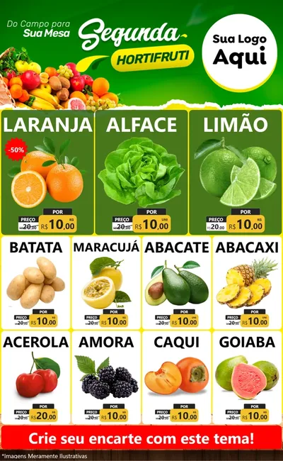 Modelo de Encarte para Encarte Grande com o tema Segunda hortifruti para Hortifrúti