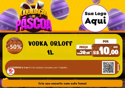 Modelo de Cartaz para Cartaz A4 Horizontal com o tema Liquidação de Páscoa para Distribuidora de bebidas