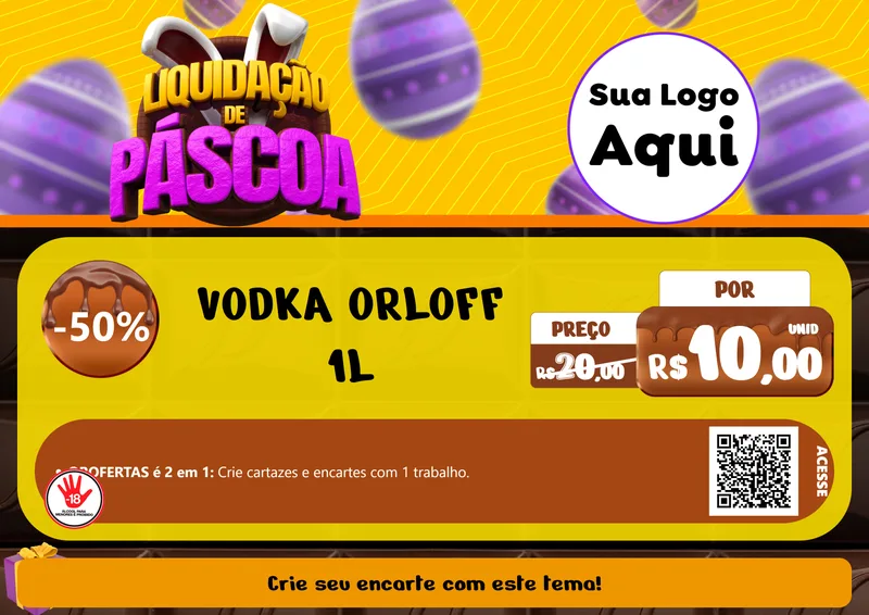 Modelo de Cartaz para Cartaz A4 Horizontal com o tema Liquidação de Páscoa para Distribuidora de bebidas