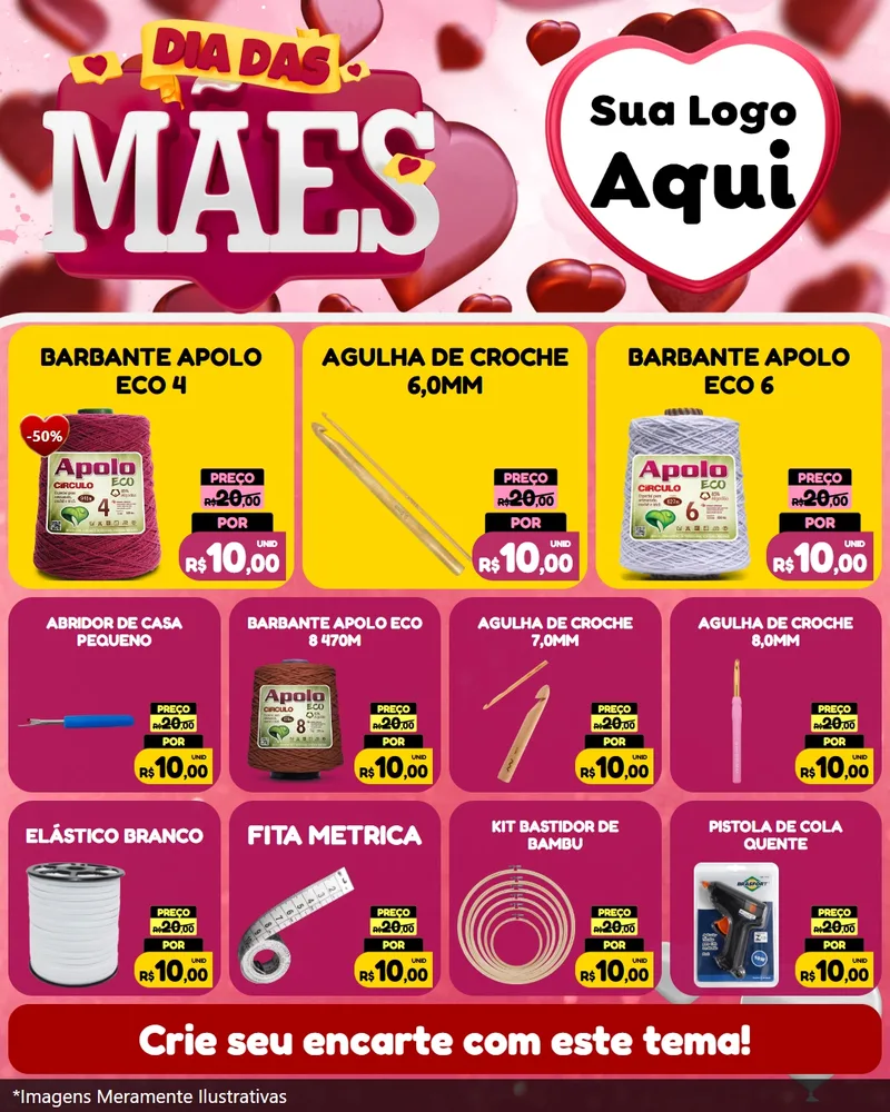 Modelo de Rede Social para Feed Instagram com o tema Dia Das Mães para Armarinho e Aviamentos