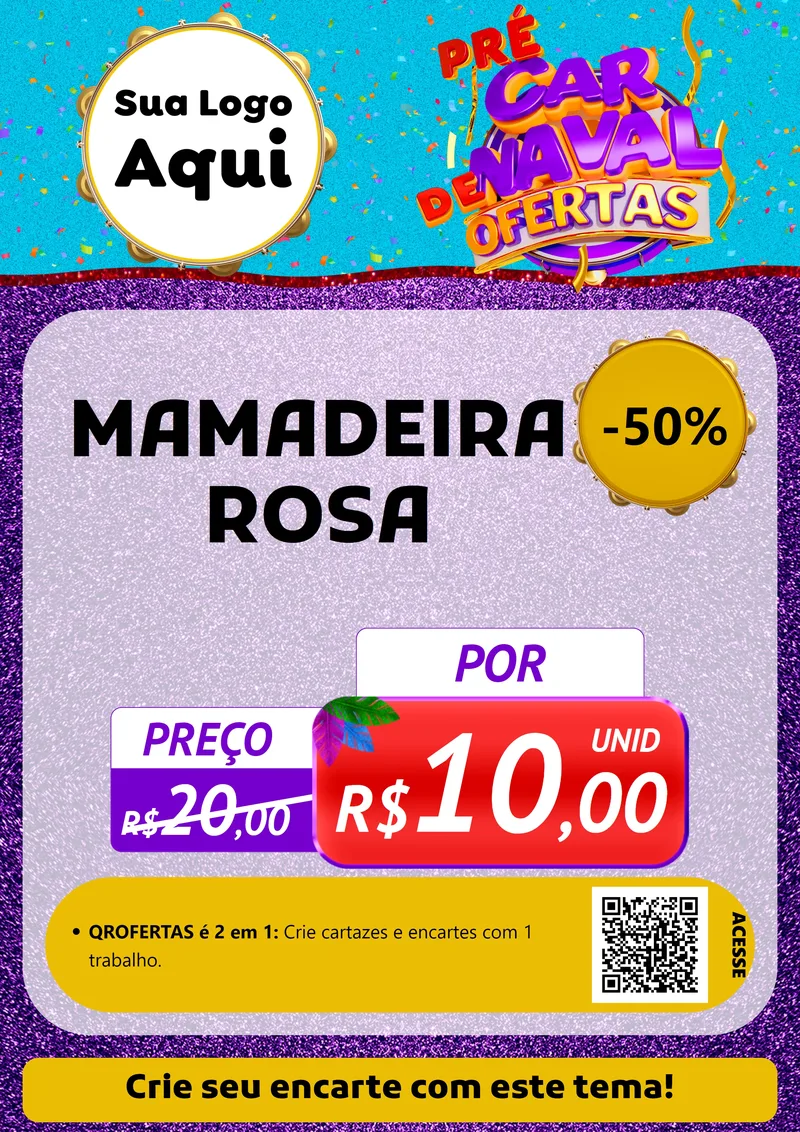 Modelo de Cartaz para Cartaz A4 Vertical com o tema Pré Carnaval de Ofertas para Bebês