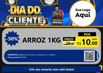 Modelo de Cartaz para Cartaz A4 Horizontal com o tema Dia Do Cliente para Supermercado
