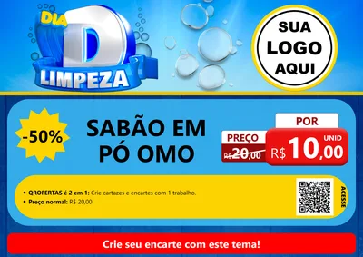 Modelo de Cartaz para Cartaz A4 Horizontal com o tema Dia D Limpeza para Produtos de Limpeza