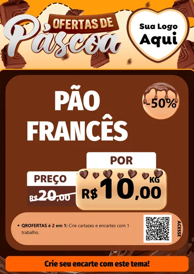 Modelo de Cartaz para Cartaz A4 Vertical com o tema Ofertas de Páscoa para Padaria