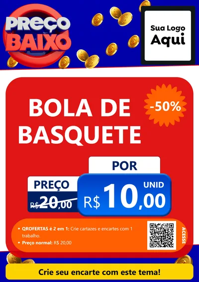 Modelo de Cartaz para Cartaz A4 Vertical com o tema Preço Baixo para Artigos Esportivos