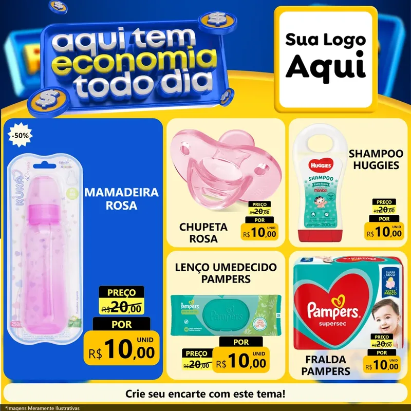 Modelo de Rede Social para Feed Facebook com o tema Aqui Tem Economia Todo Dia para Bebês