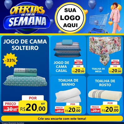 Modelo de Rede Social para Feed Facebook com o tema Ofertas de Fim de Semana para Cama, Mesa e Banho