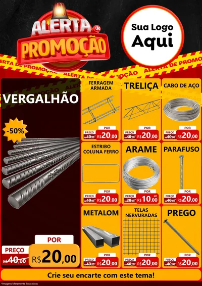 Modelo de Encarte para Encarte A4 Vertical com o tema Alerta de Promoção para Ferragens