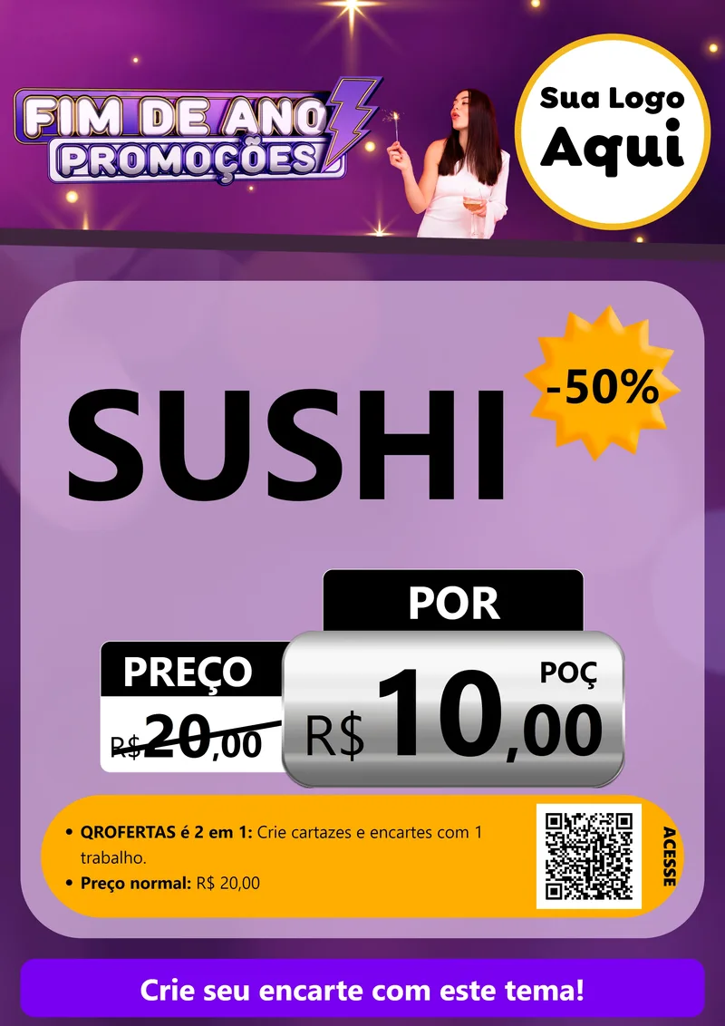 Modelo de Cartaz para Cartaz A4 Vertical com o tema Fim de Ano Promoções para Comida japonesa