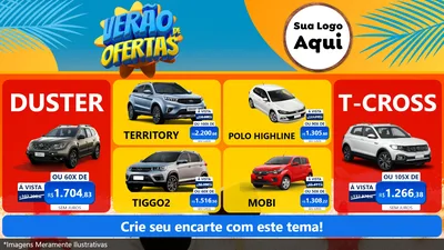 Modelo de TV para TV Horizontal com o tema Verão de Ofertas para Concessionaria de Carros