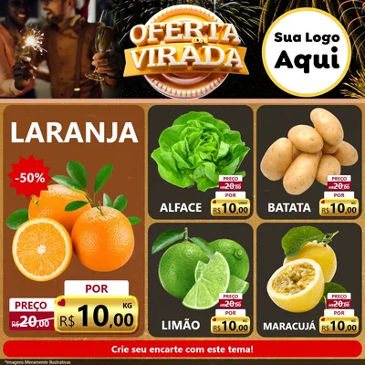 Modelo de Rede Social para Feed Facebook com o tema Oferta da Virada para Hortifrúti