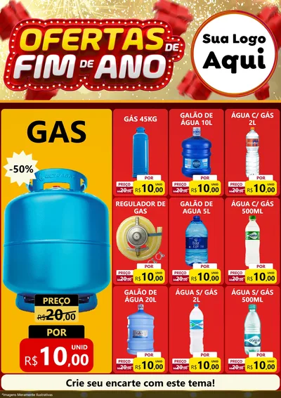 Modelo de Encarte para Encarte A4 Vertical com o tema Ofertas de Fim de Ano para Água e gás
