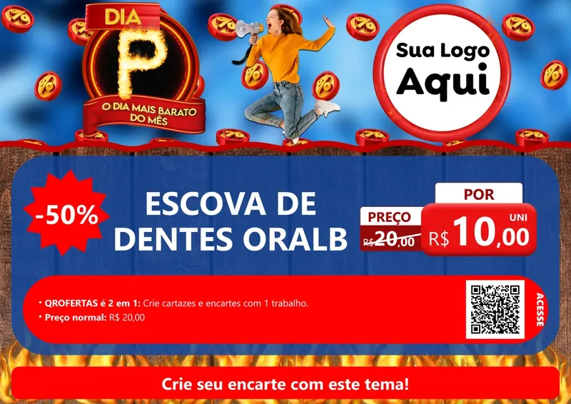Modelo de Cartaz para Cartaz A4 Horizontal com o tema Dia P - O Dia Mais Barato Do Mês para Higiene Pessoal