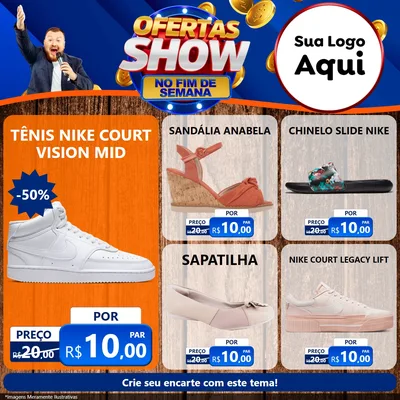 Modelo de Rede Social para Feed Facebook com o tema Ofertas Show No Fim De Semana para Calçados