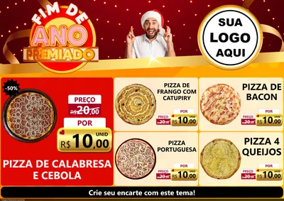 Modelo de Encarte para Encarte A4 Horizontal com o tema Fim de Ano Premiado para Pizzaria