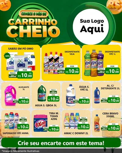 Modelo de Rede Social para Feed Instagram com o tema Carrinho Cheio para Produtos de Limpeza