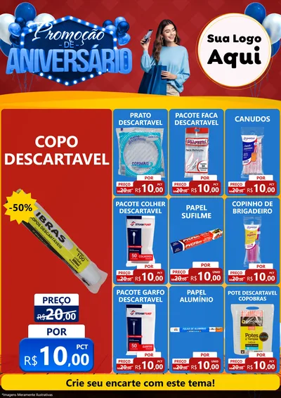 Modelo de Encarte para Encarte A4 Vertical com o tema Promoção de Aniversário para Embalagens