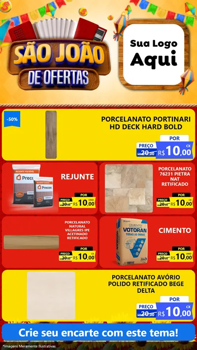 Modelo de TV para TV Vertical com o tema São João de Ofertas para Pisos e revestimentos