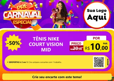 Modelo de Cartaz para Cartaz A4 Horizontal com o tema Pré-Carnaval Especial para Calçados