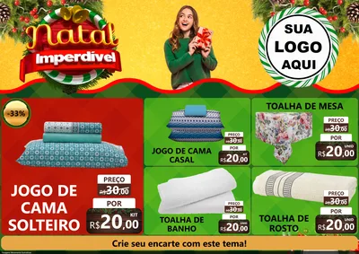 Modelo de Encarte para Encarte A4 Horizontal com o tema Natal Imperdível para Cama, Mesa e Banho