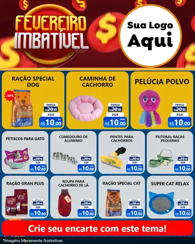 Modelo de Rede Social para Feed Instagram com o tema Fevereiro Imbatível para Pet Shop
