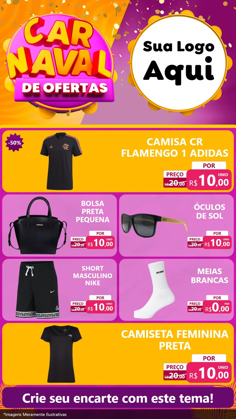Modelo de TV para TV Vertical com o tema Carnaval de Ofertas para Roupas e acessórios