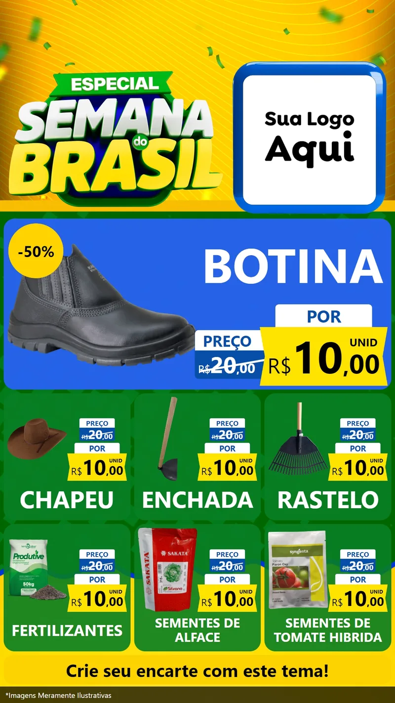 Modelo de Rede Social para Stories com o tema Especial Semana do Brasil para Agropecuária