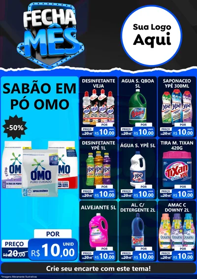 Modelo de Encarte para Encarte A4 Vertical com o tema Fecha Mês para Produtos de Limpeza