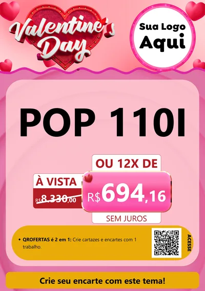 Modelo de Cartaz para Cartaz A4 Vertical com o tema Valentine's Day para Concessionaria de Motos