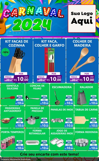 Modelo de Encarte para Encarte Grande com o tema Carnaval 2027 para Utilidades Domésticas