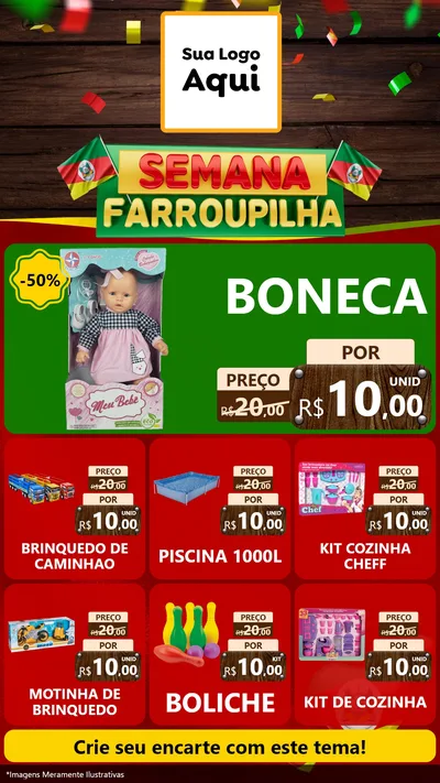 Modelo de Rede Social para Stories com o tema Semana Farroupilha para Brinquedos