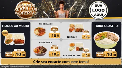 Modelo de TV para TV Horizontal com o tema Grande Réveillon de Ofertas para Restaurante