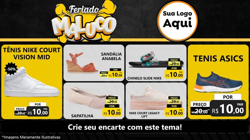 Modelo de TV para TV Horizontal com o tema Feriado Maluco para Calçados