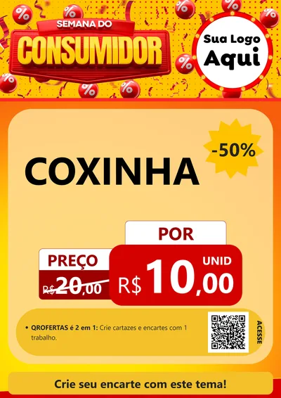 Modelo de Cartaz para Cartaz A4 Vertical com o tema Semana do Consumidor para Salgadaria